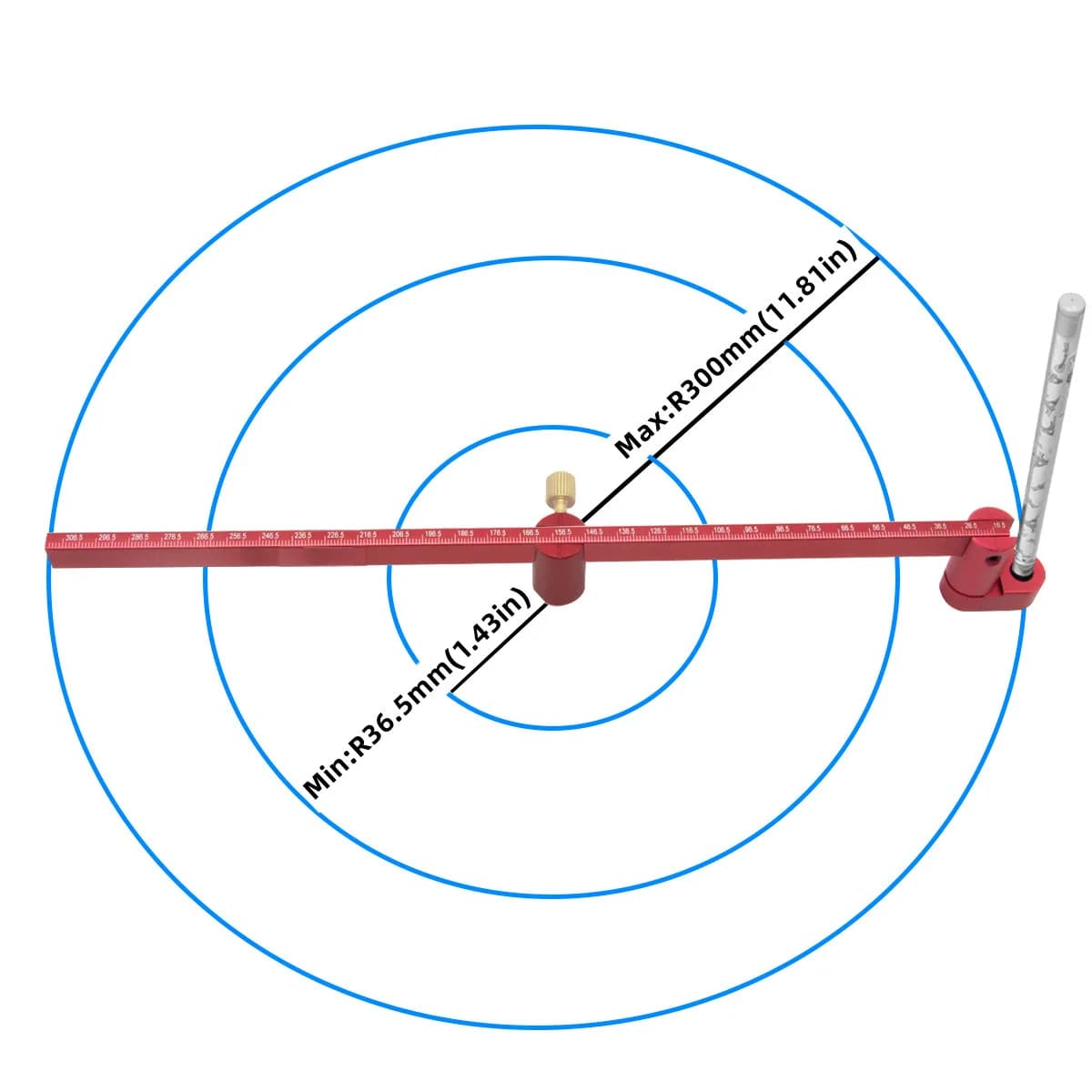 300 mm reguleeritav alumiiniumist ringjoonistuskompass