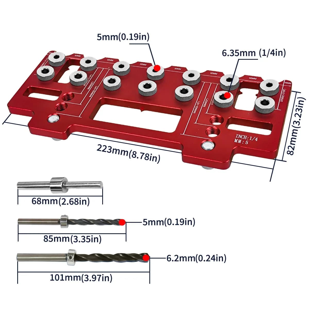 Riiulipolude puurimisjuhik ja käepideme löögi täpsustusnõel